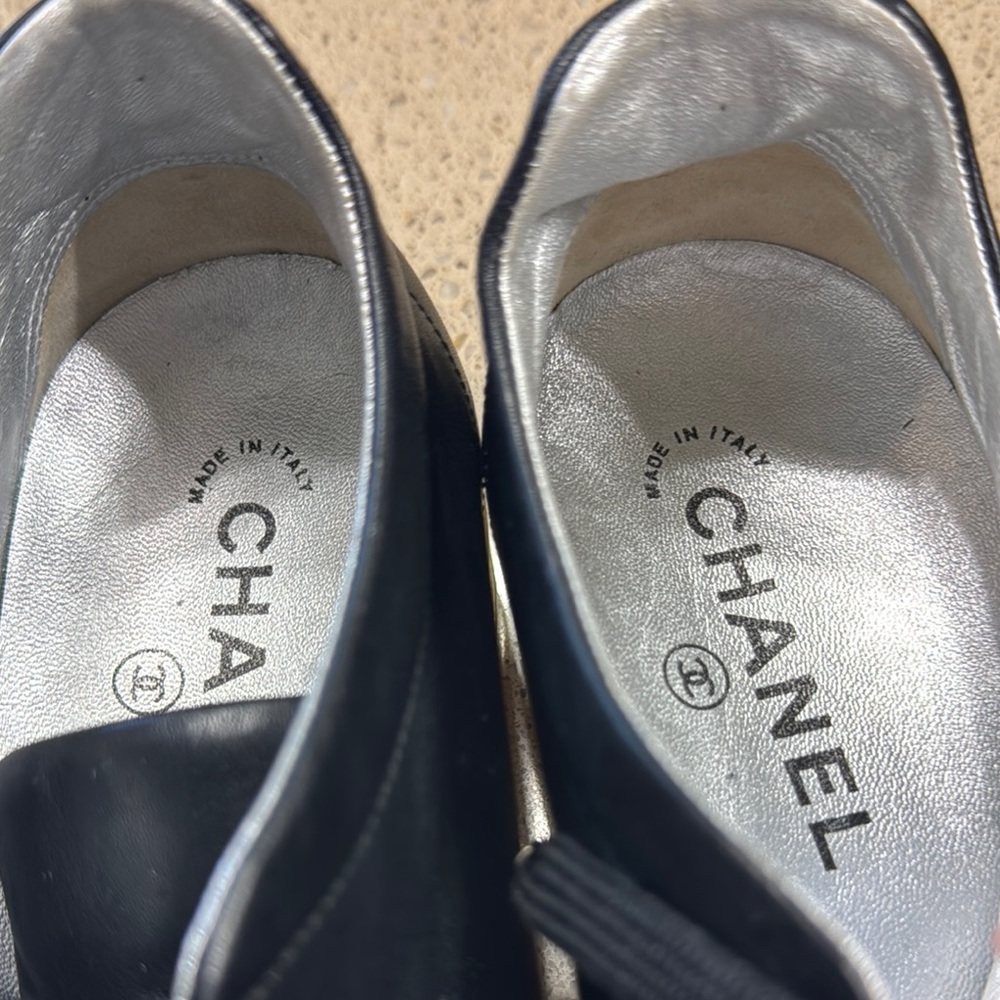 Chanel Interlocking Cc Lambs Leather Sneakers - image 2